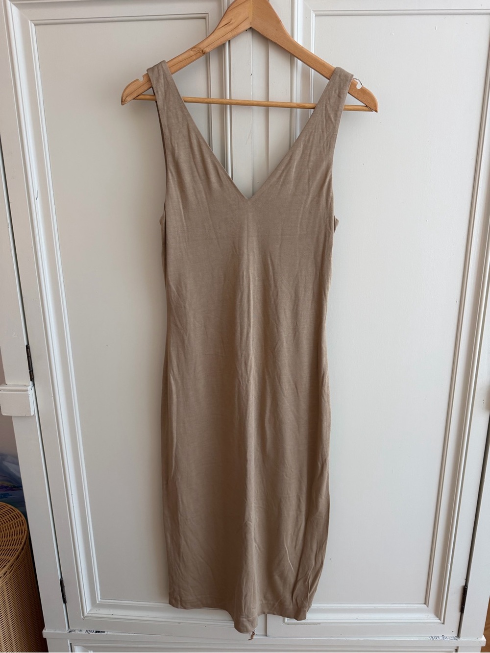 Polo by Ralph Lauren Camel V-Neck Midi Dress